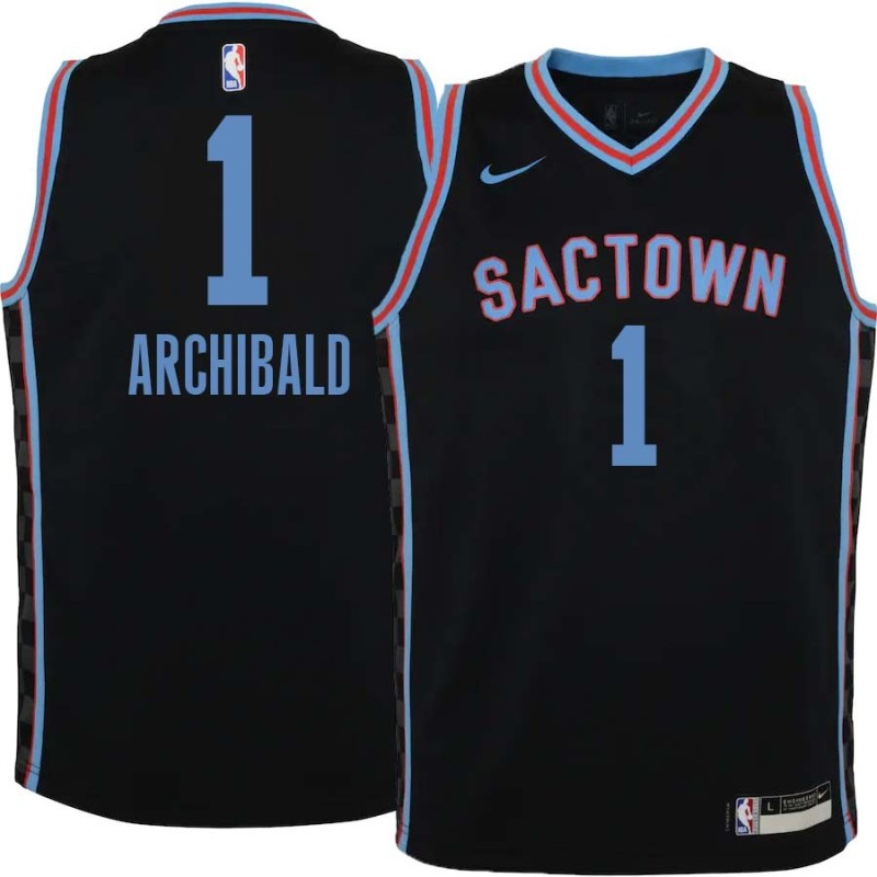 20-21_Black_City Tiny Archibald Kings #1 Twill Basketball Jersey FREE SHIPPING