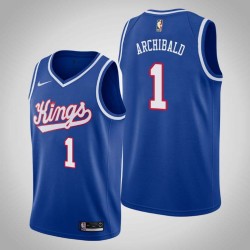 Blue_Throwback Tiny Archibald Kings #1 Twill Basketball Jersey FREE SHIPPING