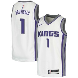 White Tiny Archibald Kings #1 Twill Basketball Jersey FREE SHIPPING