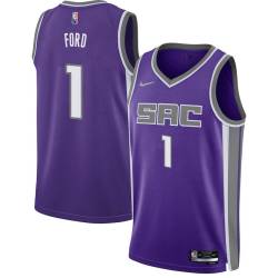 21-22_Purple_Diamond Phil Ford Kings #1 Twill Basketball Jersey FREE SHIPPING
