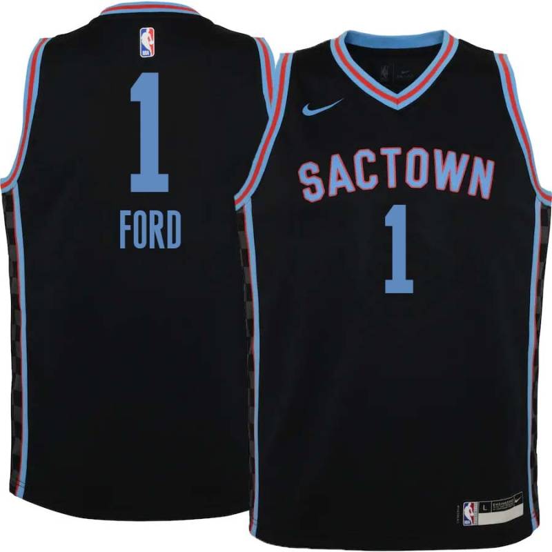 20-21_Black_City Phil Ford Kings #1 Twill Basketball Jersey FREE SHIPPING