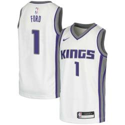 White Phil Ford Kings #1 Twill Basketball Jersey FREE SHIPPING