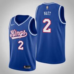 Blue_Throwback Kenny Natt Kings #2 Twill Basketball Jersey FREE SHIPPING