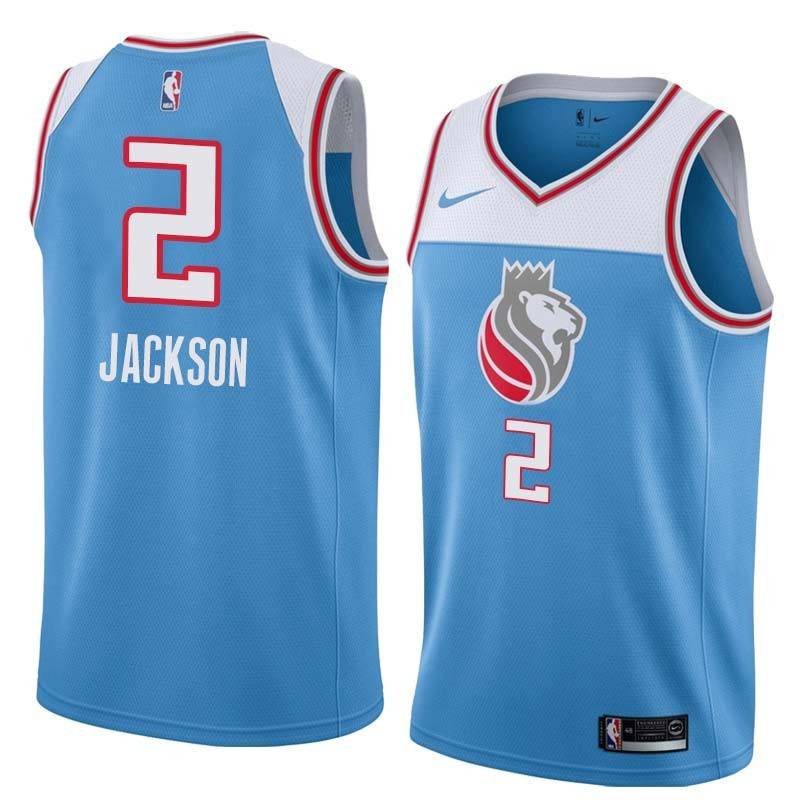 18-19_Light_Blue Michael Jackson Kings #2 Twill Basketball Jersey FREE SHIPPING