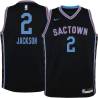 20-21_Black_City Michael Jackson Kings #2 Twill Basketball Jersey FREE SHIPPING
