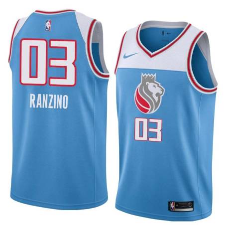 18-19_Light_Blue Sam Ranzino Kings #03 Twill Basketball Jersey FREE SHIPPING