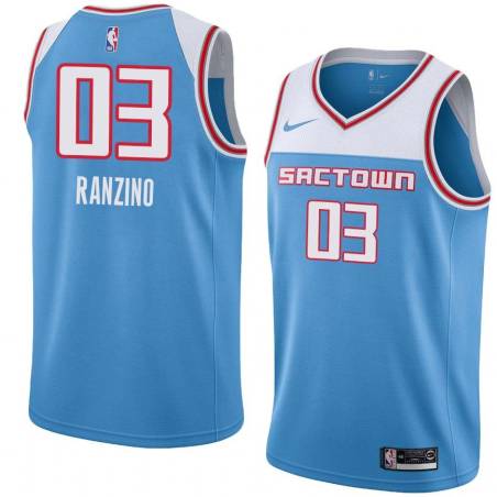 19_20_Light_Blue Sam Ranzino Kings #03 Twill Basketball Jersey FREE SHIPPING