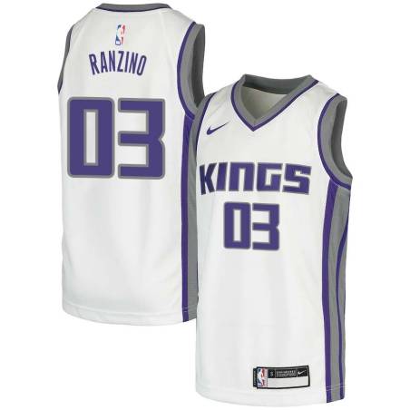 White Sam Ranzino Kings #03 Twill Basketball Jersey FREE SHIPPING