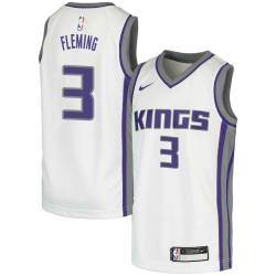 White Ed Fleming Kings #3 Twill Basketball Jersey FREE SHIPPING