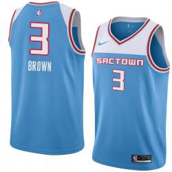 19_20_Light_Blue Randy Brown Kings #3 Twill Basketball Jersey FREE SHIPPING