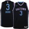 20-21_Black_City Randy Brown Kings #3 Twill Basketball Jersey FREE SHIPPING