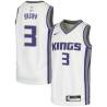 White Randy Brown Kings #3 Twill Basketball Jersey FREE SHIPPING