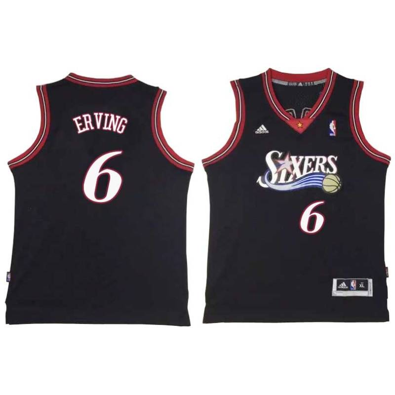 Black Throwback Julius Erving Twill Basketball Jersey -76ers #6 Erving Twill Jerseys, FREE SHIPPING