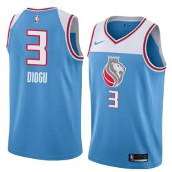 18-19_Light_Blue Ike Diogu Kings #3 Twill Basketball Jersey FREE SHIPPING