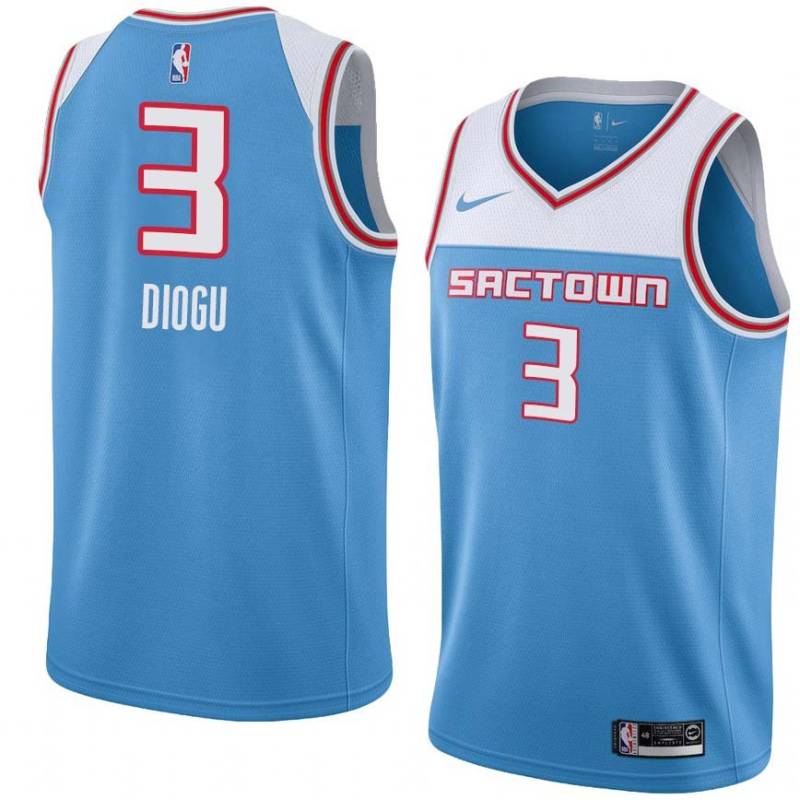 19_20_Light_Blue Ike Diogu Kings #3 Twill Basketball Jersey FREE SHIPPING