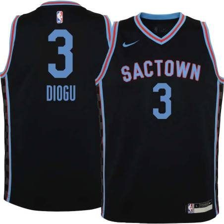 20-21_Black_City Ike Diogu Kings #3 Twill Basketball Jersey FREE SHIPPING