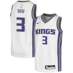 White Ike Diogu Kings #3 Twill Basketball Jersey FREE SHIPPING