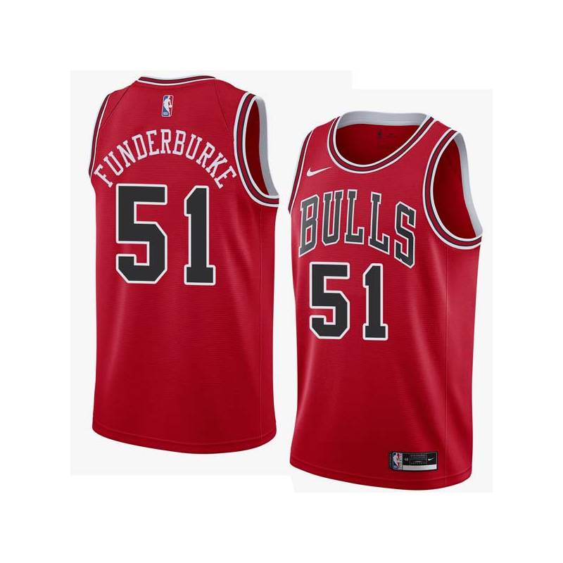 Red Lawrence Funderburke Twill Basketball Jersey -Bulls #51 Funderburke Twill Jerseys, FREE SHIPPING