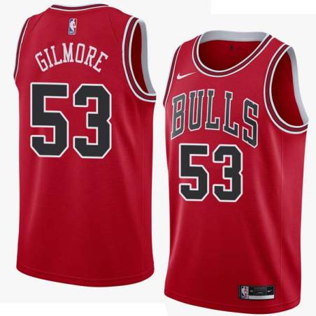 Red Artis Gilmore Twill Basketball Jersey -Bulls #53 Gilmore Twill Jerseys, FREE SHIPPING