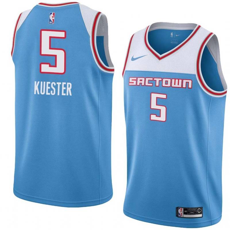 19_20_Light_Blue John Kuester Kings #5 Twill Basketball Jersey FREE SHIPPING