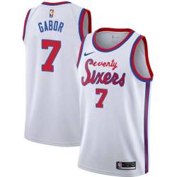 White Classic Bill Gabor Twill Basketball Jersey -76ers #7 Gabor Twill Jerseys, FREE SHIPPING