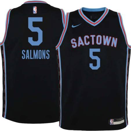 20-21_Black_City John Salmons Kings #5 Twill Basketball Jersey FREE SHIPPING