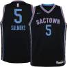 20-21_Black_City John Salmons Kings #5 Twill Basketball Jersey FREE SHIPPING