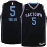 20-21_Black_City Ryan Hollins Kings #5 Twill Basketball Jersey FREE SHIPPING