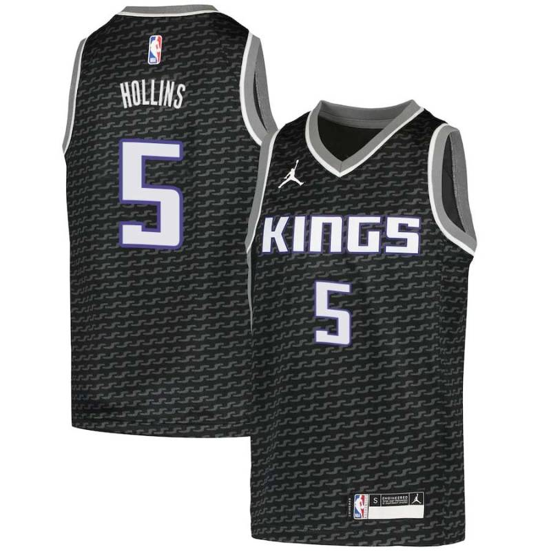 Black Ryan Hollins Kings #5 Twill Basketball Jersey FREE SHIPPING