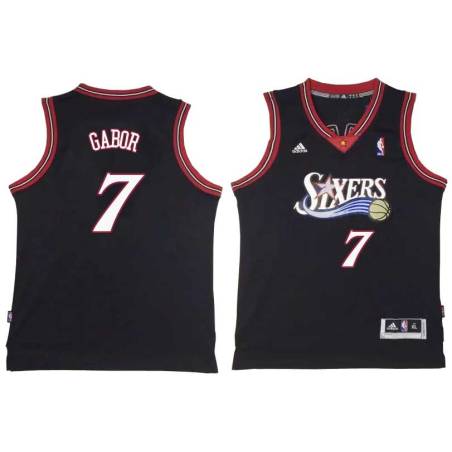 Black Throwback Bill Gabor Twill Basketball Jersey -76ers #7 Gabor Twill Jerseys, FREE SHIPPING