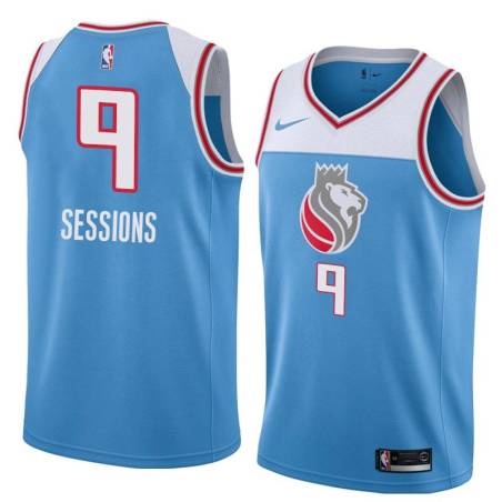 18-19_Light_Blue Ramon Sessions Kings #9 Twill Basketball Jersey FREE SHIPPING