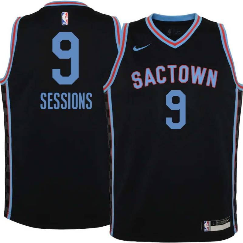 20-21_Black_City Ramon Sessions Kings #9 Twill Basketball Jersey FREE SHIPPING