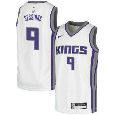 White Ramon Sessions Kings #9 Twill Basketball Jersey FREE SHIPPING
