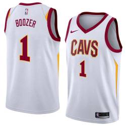 White Carlos Boozer Twill Basketball Jersey -Cavaliers #1 Boozer Twill Jerseys, FREE SHIPPING