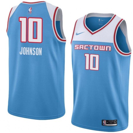 19_20_Light_Blue Anthony Johnson Kings #10 Twill Basketball Jersey FREE SHIPPING