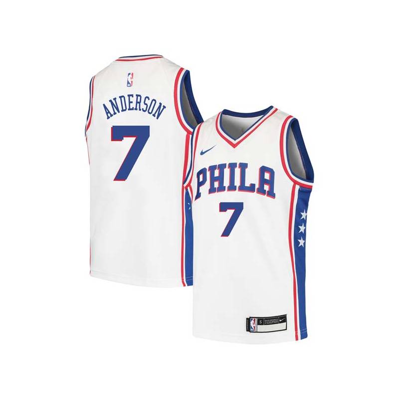 White J.J. Anderson Twill Basketball Jersey -76ers #7 Anderson Twill Jerseys, FREE SHIPPING