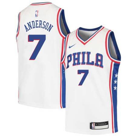 White J.J. Anderson Twill Basketball Jersey -76ers #7 Anderson Twill Jerseys, FREE SHIPPING
