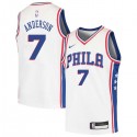 White J.J. Anderson Twill Basketball Jersey -76ers #7 Anderson Twill Jerseys, FREE SHIPPING