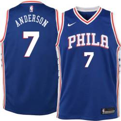 Blue J.J. Anderson Twill Basketball Jersey -76ers #7 Anderson Twill Jerseys, FREE SHIPPING