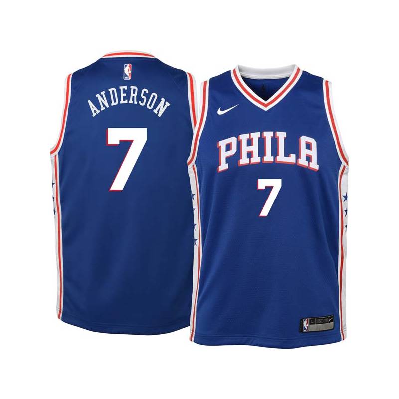 Blue J.J. Anderson Twill Basketball Jersey -76ers #7 Anderson Twill Jerseys, FREE SHIPPING