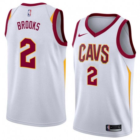 White Scott Brooks Twill Basketball Jersey -Cavaliers #2 Brooks Twill Jerseys, FREE SHIPPING