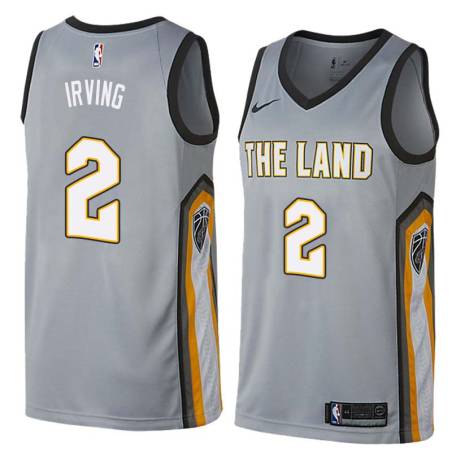 Gray Kyrie Irving Twill Basketball Jersey -Cavaliers #2 Irving Twill Jerseys, FREE SHIPPING