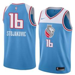 18-19_Light_Blue Peja Stojakovic Kings #16 Twill Basketball Jersey FREE SHIPPING