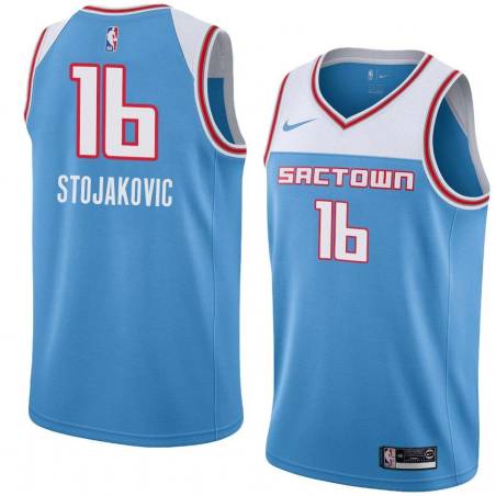 19_20_Light_Blue Peja Stojakovic Kings #16 Twill Basketball Jersey FREE SHIPPING