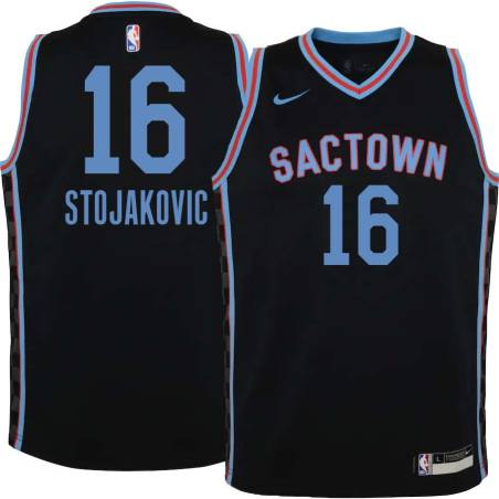 20-21_Black_City Peja Stojakovic Kings #16 Twill Basketball Jersey FREE SHIPPING