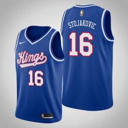 Blue_Throwback Peja Stojakovic Kings #16 Twill Basketball Jersey FREE SHIPPING