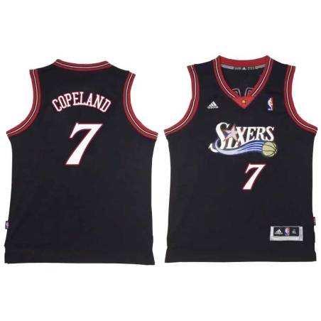 Black Throwback Lanard Copeland Twill Basketball Jersey -76ers #7 Copeland Twill Jerseys, FREE SHIPPING