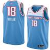 19_20_Light_Blue Kevin Restani Kings #18 Twill Basketball Jersey FREE SHIPPING