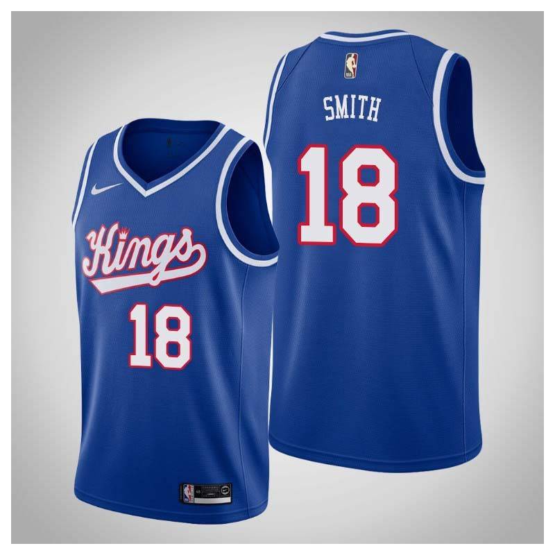 Blue_Throwback Derek Smith Kings #18 Twill Basketball Jersey FREE SHIPPING
