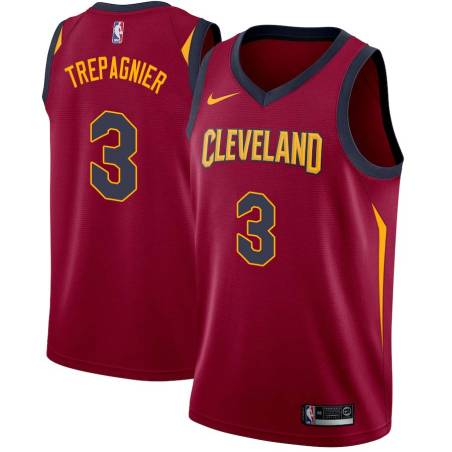 Burgundy Jeff Trepagnier Twill Basketball Jersey -Cavaliers #3 Trepagnier Twill Jerseys, FREE SHIPPING